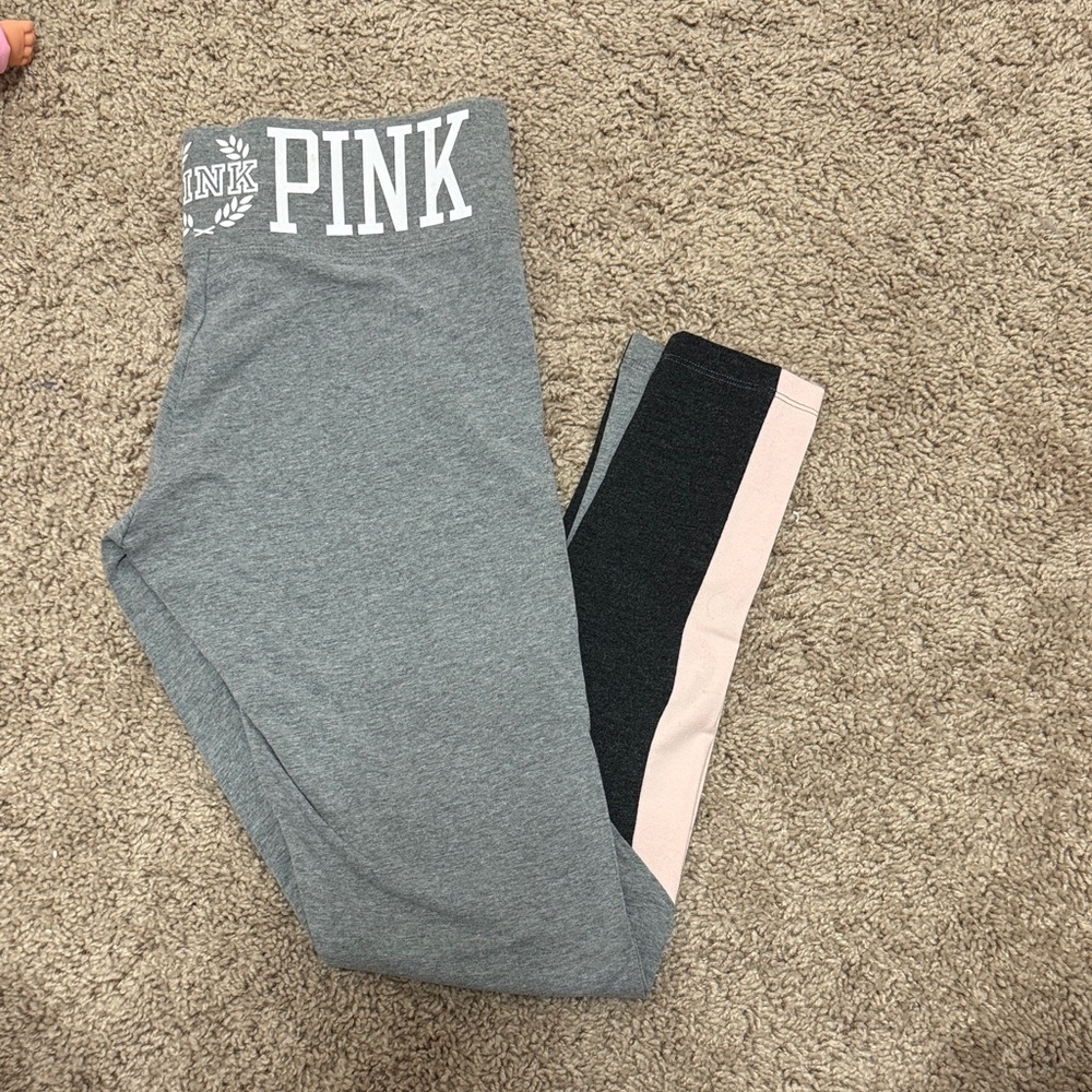 PINK Victoria's Secret Kids Leggings - Gray, Black, and Cream
